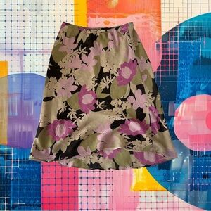 90s vintage floral midi skirt